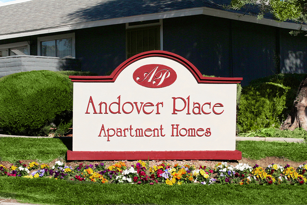 This image displays entrance marker photo of Andover Place Apartments