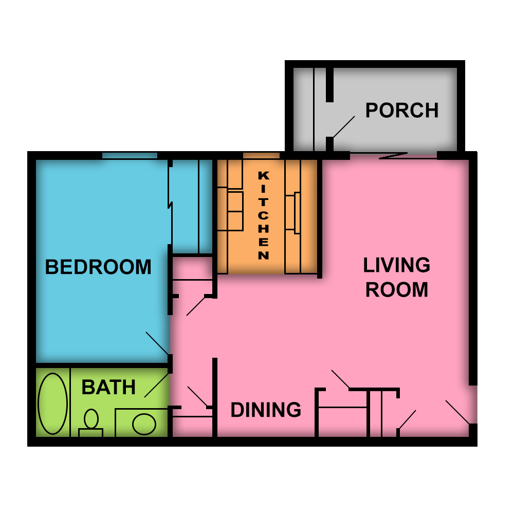This image is the visual schematic floorplan representation of Plan a at Andover Place Apartments.