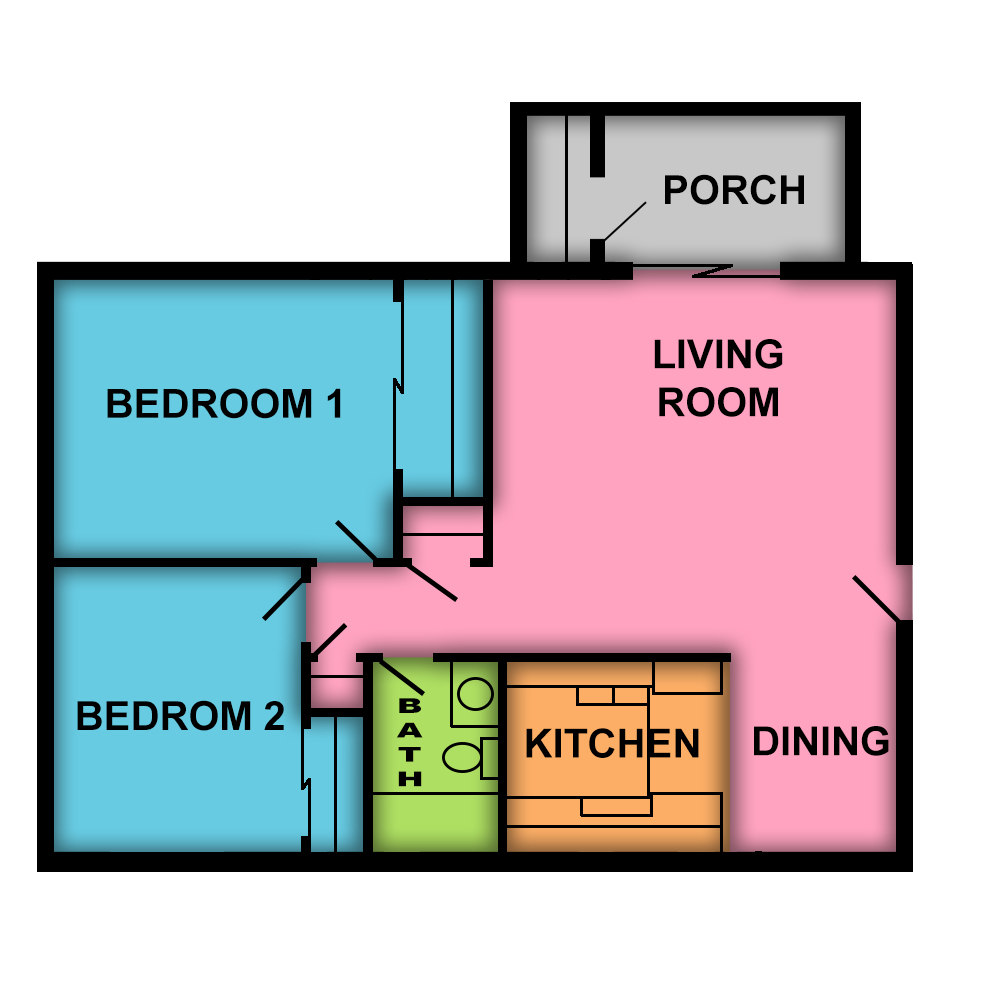 This image is the visual schematic floorplan representation of Plan b at Andover Place Apartments.