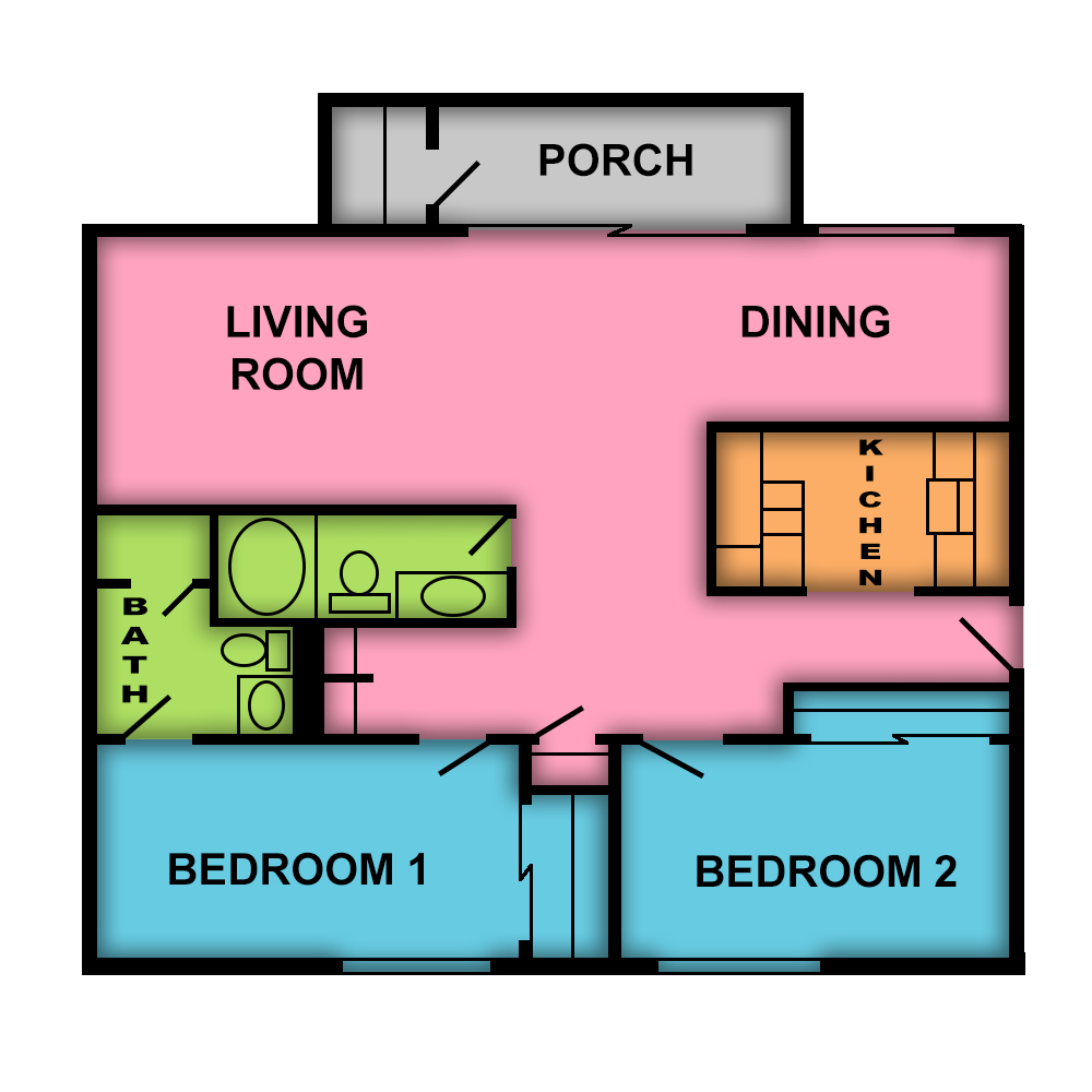 This image is the visual schematic floorplan representation of Plan c at Andover Place Apartments.